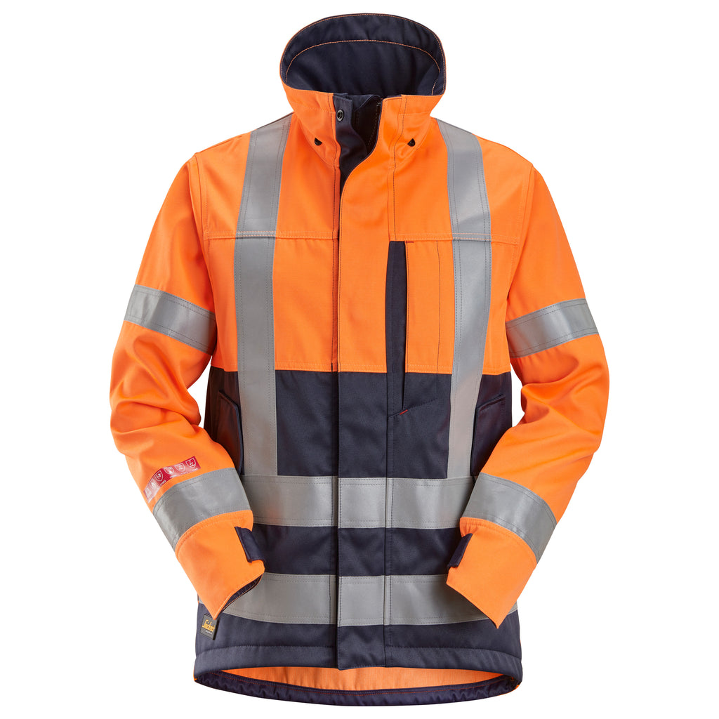 Snickers 1562 ProtecWork, Jacket, Hi-Vis Class 3/2 - Hi-Vis Orange/Navy