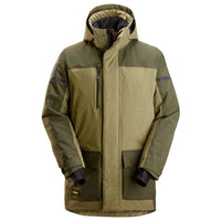 Snickers 1801 AllroundWork, Waterproof Insulated Parka - Khaki Green/Dark Khaki Green