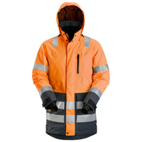 Snickers 1830 Hi-Vis Class 3, Waterproof Parka - Hi-Vis Orange/Steel Grey