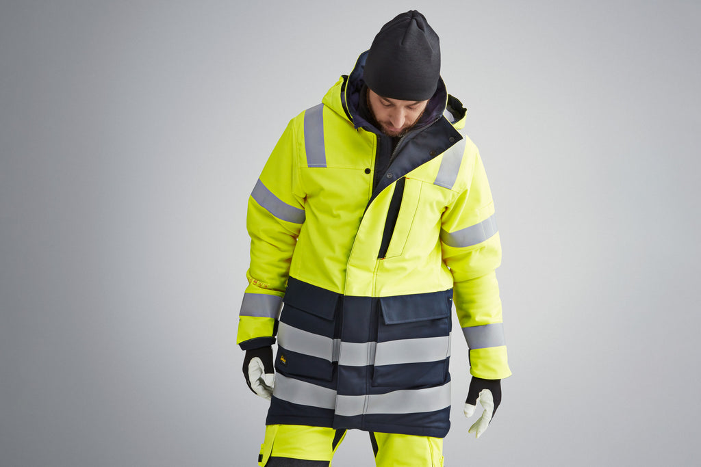 Snickers 1860 ProtecWork, Insulated Parka, Hi-Vis Class 3 - Hi-Vis Yellow/Navy