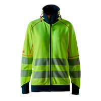 Snickers 2367 ProtecWork, Women's Arc Full Zip Sweater, Hi-Vis Class 3/2 - Hi-Vis Yellow/Navy