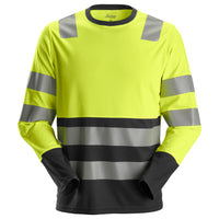 Snickers 2433 Hi-Vis Class 2, Long Sleeve T-Shirt - Hi-Vis Yellow/Black