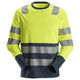 Snickers 2433 Hi-Vis Class 2, Long Sleeve T-Shirt - Hi-Vis Yellow/Navy