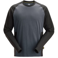 Snickers 2450 Two-Coloured Long Sleeve T-Shirt - Steel Grey/Black
