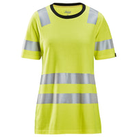 Snickers 2537 Hi-Vis Class 2, Women's T-Shirt - Hi-Vis Yellow/Navy