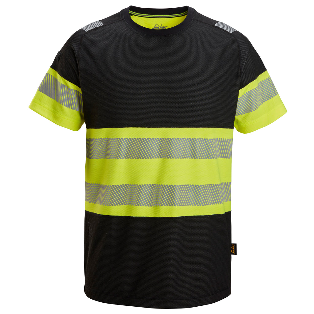 Snickers 2538 Hi-Vis Class 1, T-Shirt - Black/Hi-Vis Yellow