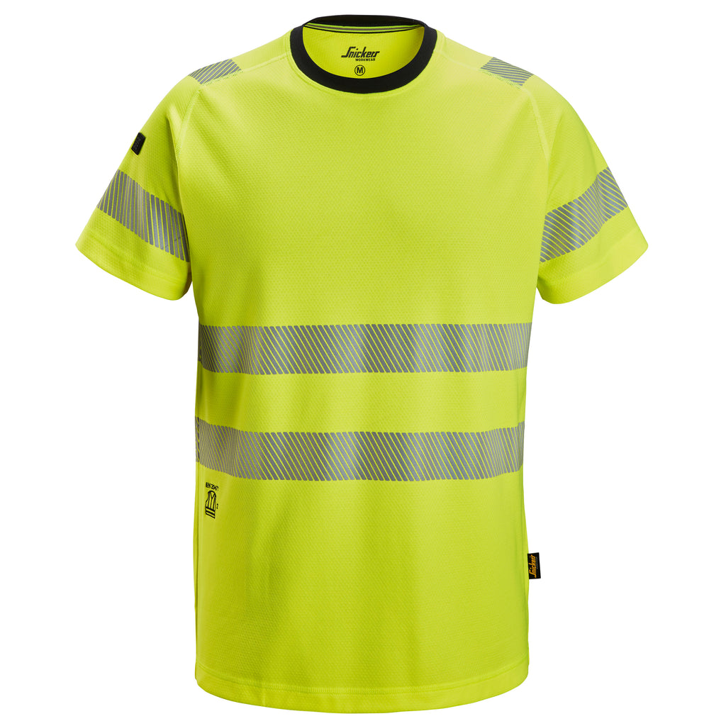 Snickers 2539 Hi-Vis Class 2, T-shirt - Hi-Vis Yellow/Navy