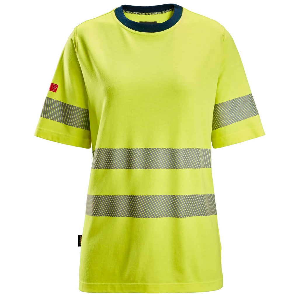 Snickers 2567 ProtecWork, Women's Short Sleeve T-Shirt, Hi-Vis Class 2 - Hi-Vis Yellow/Navy