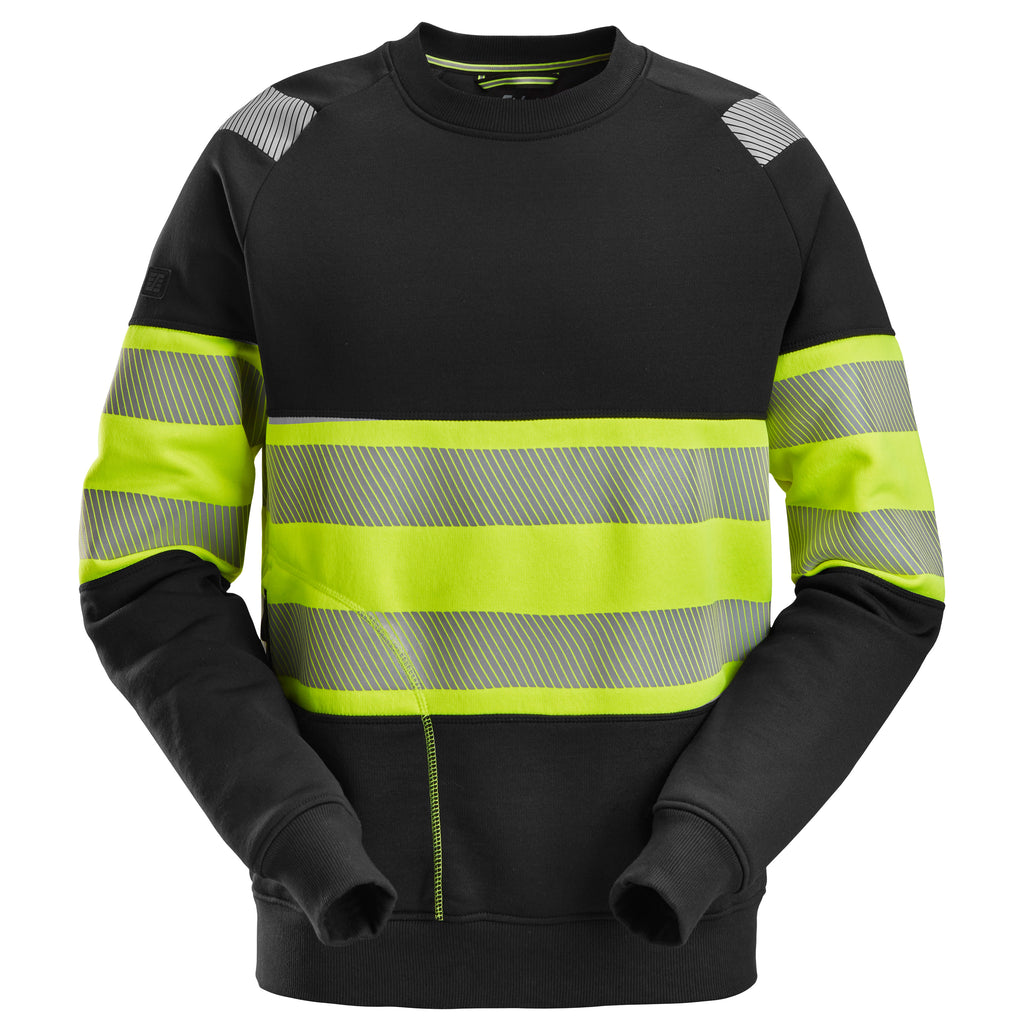 Snickers 2830 Hi-Vis Class 1, Sweatshirt - Black/Hi-Vis Yellow