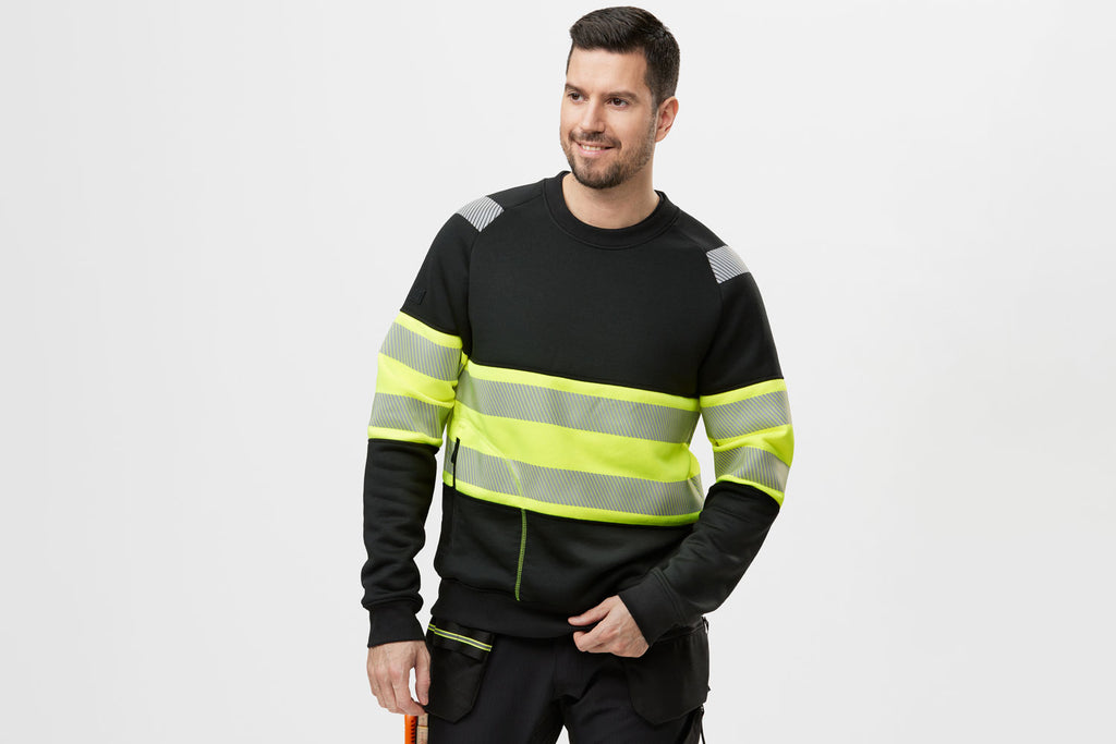 Snickers 2830 Hi-Vis Class 1, Sweatshirt - Black/Hi-Vis Yellow