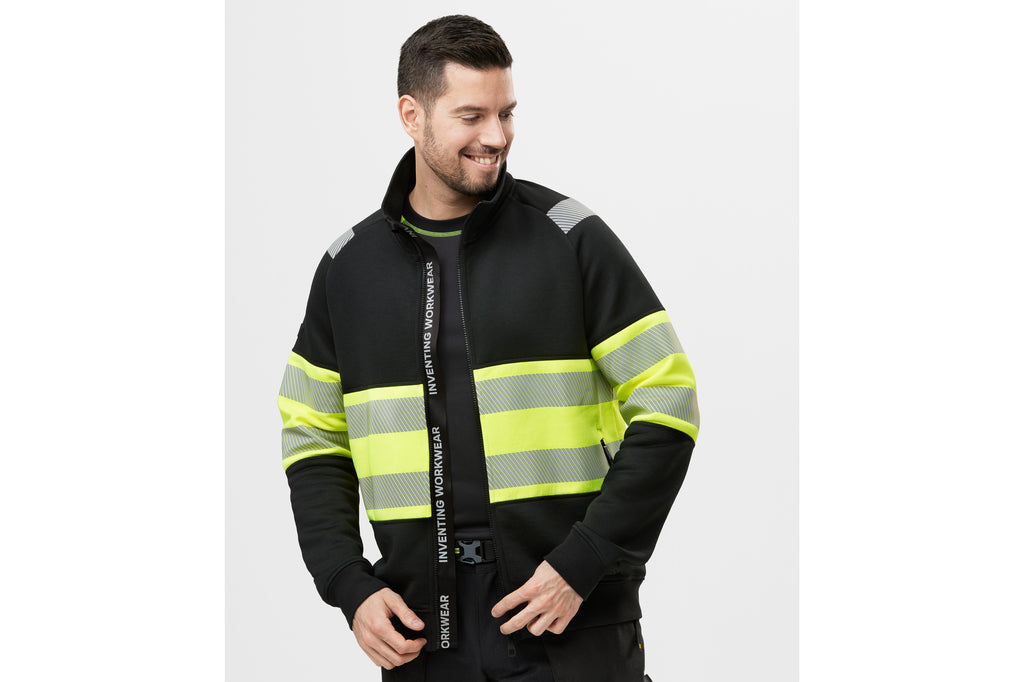 Snickers 2834 Hi-Vis Class 1, Full Zip Jacket - Black/Hi-Vis Yellow