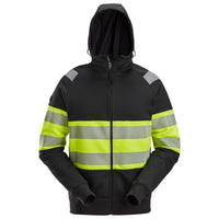 Snickers 2838 Hi-Vis Class 1, Full Zip Hoodie - Black/Hi-Vis Yellow