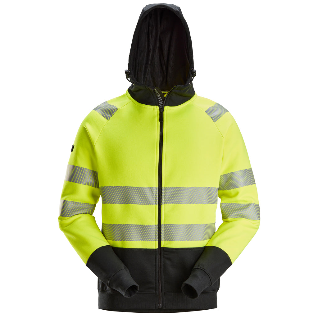 Snickers 2839 Hi-Vis Class 2, Full Zip Hoodie - Hi-Vis Yellow/Black
