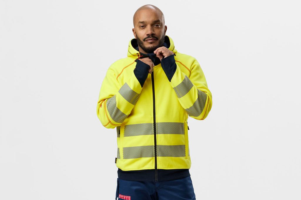 Snickers 2866 ProtecWork, Arc Full Zip Hoodie, Hi-Vis Class 3/2 - Hi-Vis Yellow/Navy