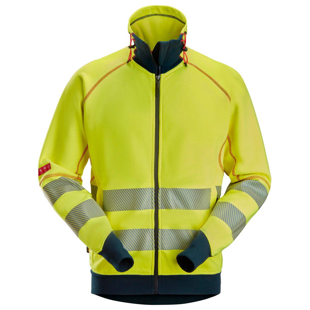 Snickers 2868 ProtecWork, Arc Full Zip Sweater, Hi-Vis Class 3/2 - Hi-Vis Yellow/Navy
