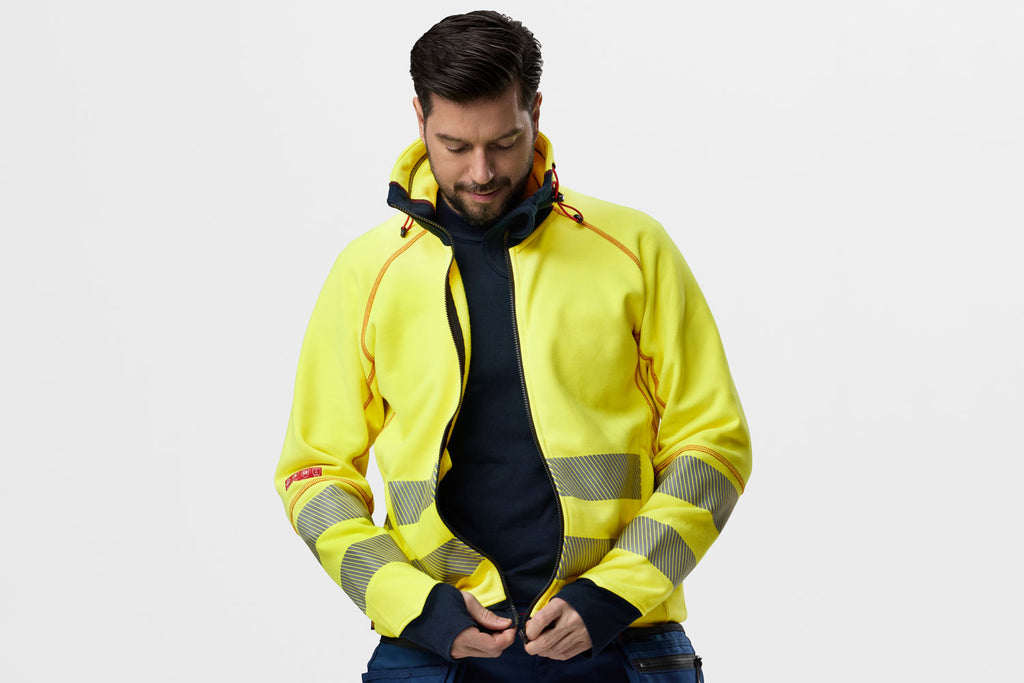 Snickers 2868 ProtecWork, Arc Full Zip Sweater, Hi-Vis Class 3/2 - Hi-Vis Yellow/Navy