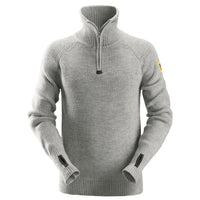 Snickers 2905 AllroundWork, ½-Zip Wool Sweater - Grey Melange