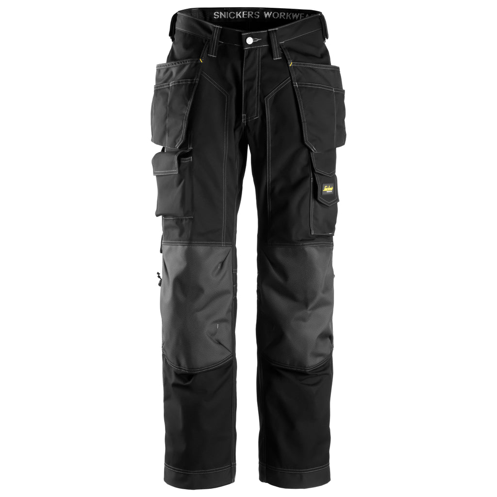 Snickers 3223 Floorlayer Holster Pockets Trousers, Rip-Stop - Black/Black