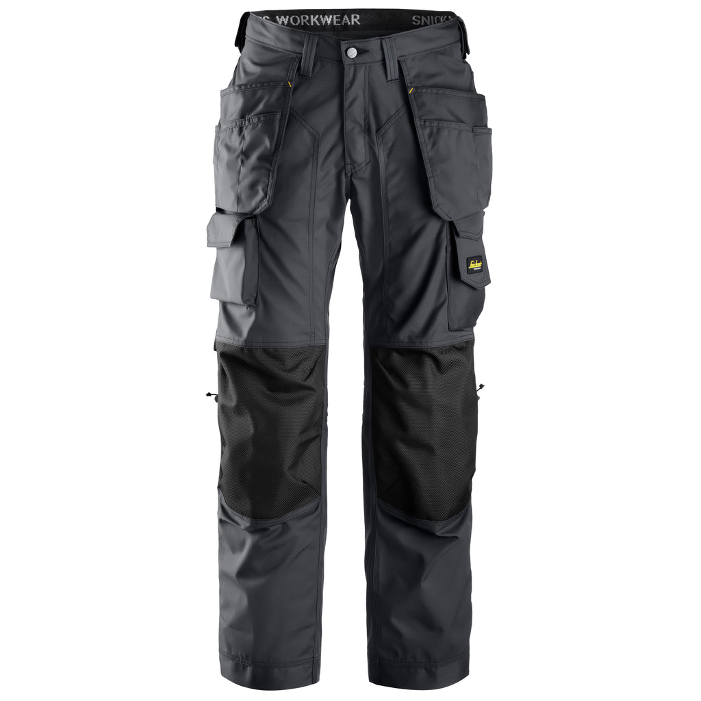 Snickers 3223 Floorlayer Holster Pockets Trousers, Rip-Stop - Steel Grey/Black
