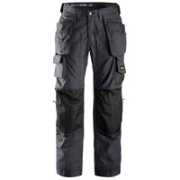 Snickers 3223 Floorlayer Holster Pockets Trousers, Rip-Stop - Steel Grey/Black