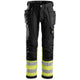 Snickers 3235 Hi-Vis Class 1, Cotton Trousers Holster Pockets - Black/Hi-Vis Yellow