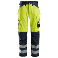 Snickers 3333 Hi-Vis Class 2, Trousers - Hi-Vis Yellow/Navy