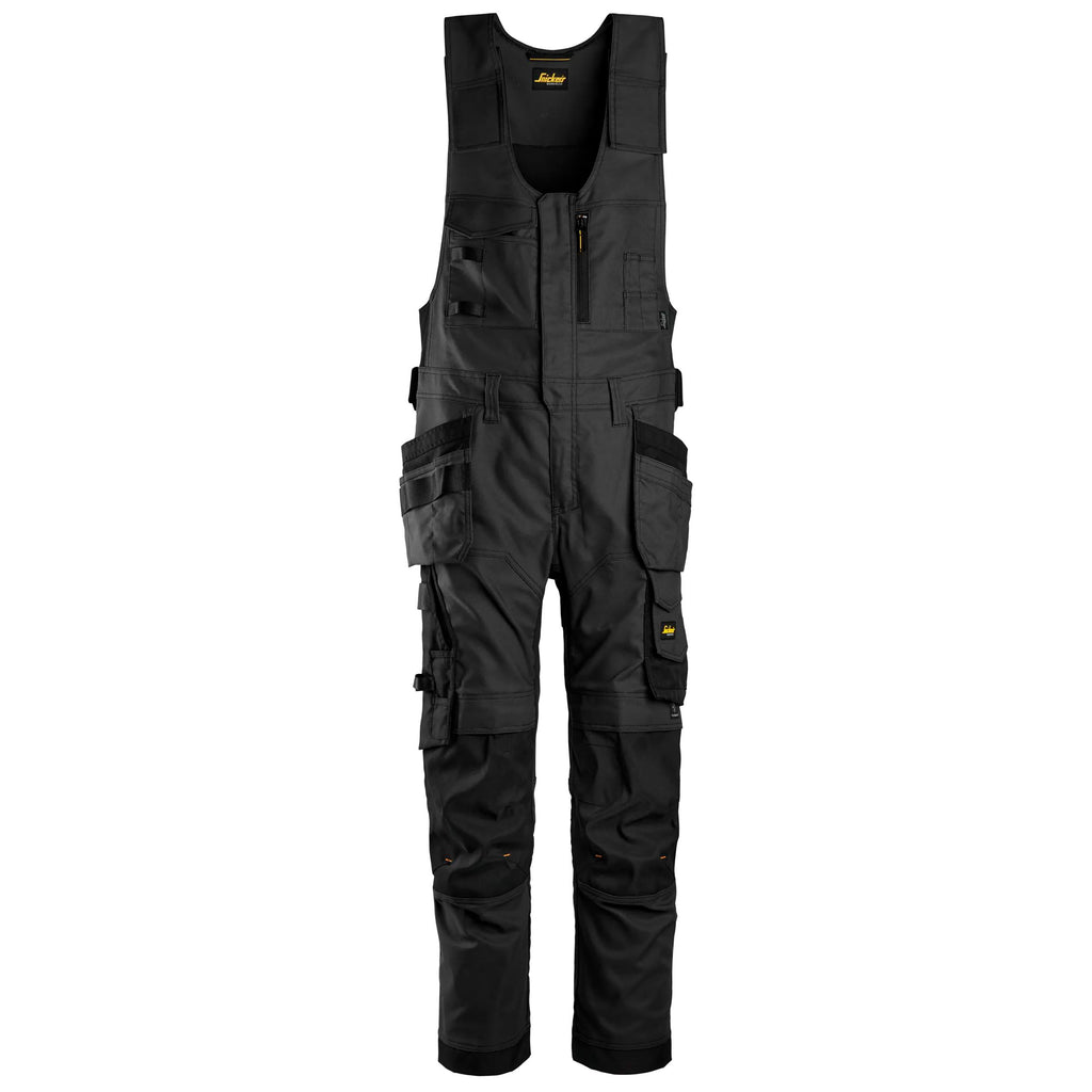 Snickers 6014 Allroundwork Canvas Stretch Onepiece Trousers Holster Pockets Black Black Main