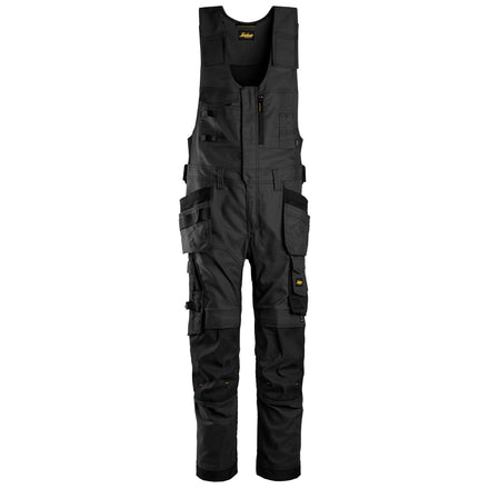 Snickers 6014 Allroundwork Canvas Stretch Onepiece Trousers Holster Pockets Black Black Main