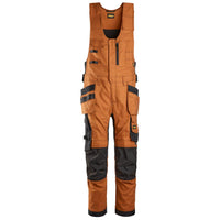 Snickers 6014 Allroundwork Canvas Stretch Onepiece Trousers Holster Pockets Brown Black Main