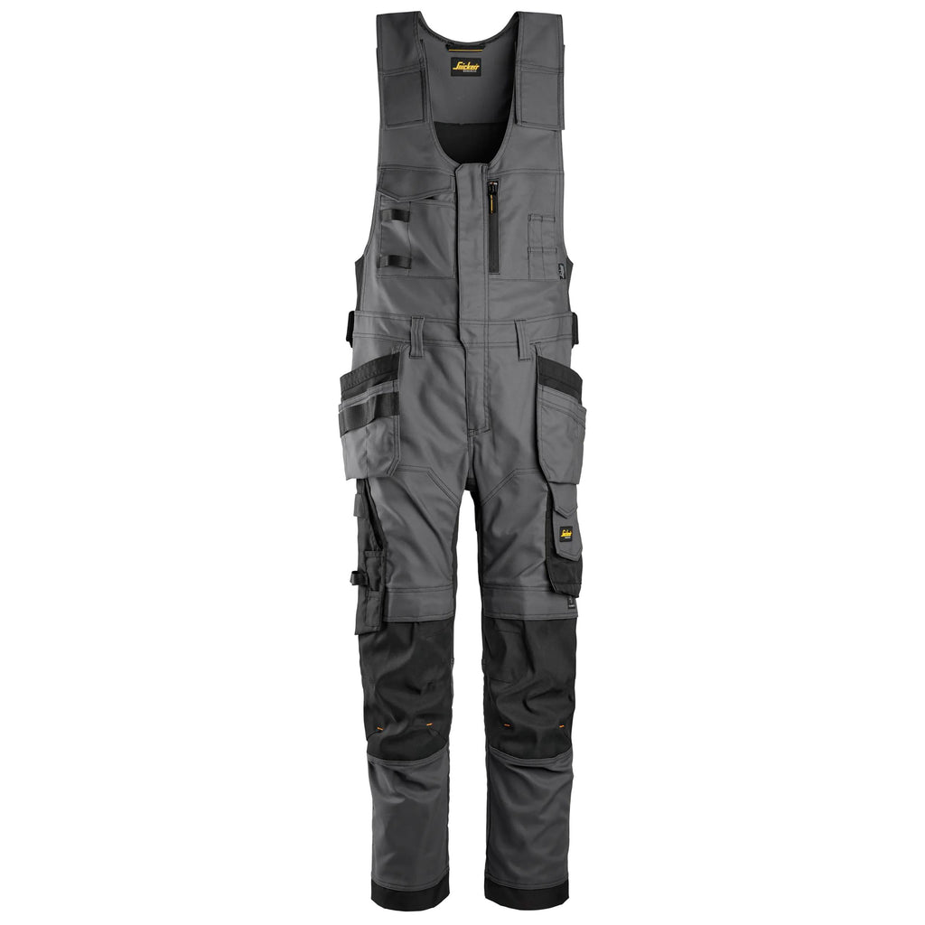 Snickers 6014 Allroundwork Canvas Stretch Onepiece Trousers Holster Pockets Steel Grey Black Main