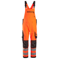 Snickers 6043 Highvis Class 2 Bib Brace Trousers Hi Vis Orange Black Main