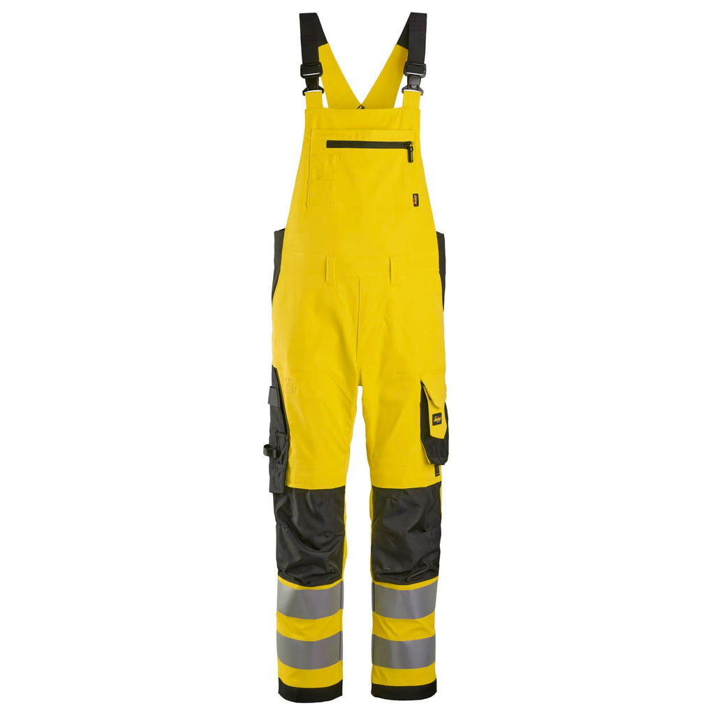 Snickers 6043 Highvis Class 2 Bib Brace Trousers Hi Vis Yellow Black Main