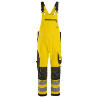 Snickers 6043 Highvis Class 2 Bib Brace Trousers Hi Vis Yellow Black Main