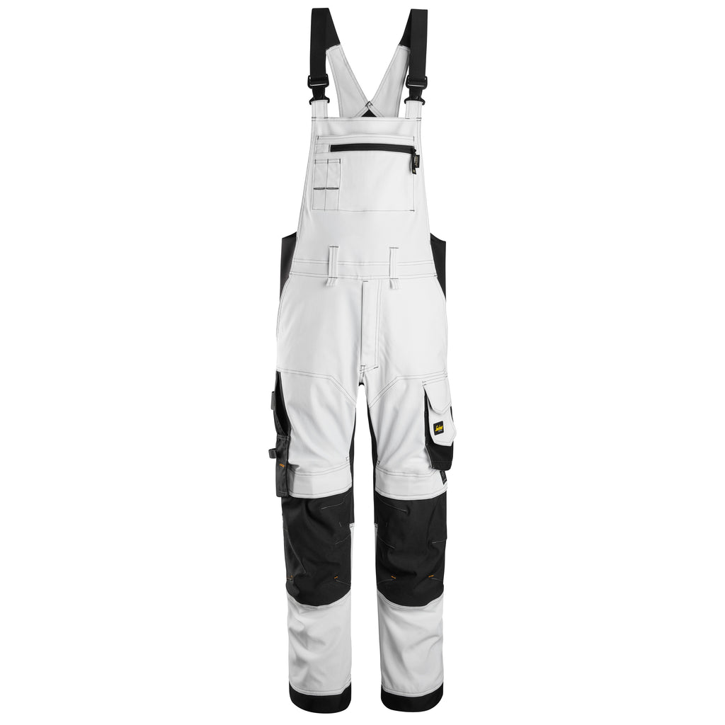 Snickers 6051 Allroundwork Stretch Bib Brace Trousers White Black Main