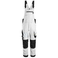 Snickers 6051 Allroundwork Stretch Bib Brace Trousers White Black Main