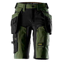 Snickers 6117 AllroundWork, Women's Stretch Shorts Holster Pockets - Khaki Green/Black