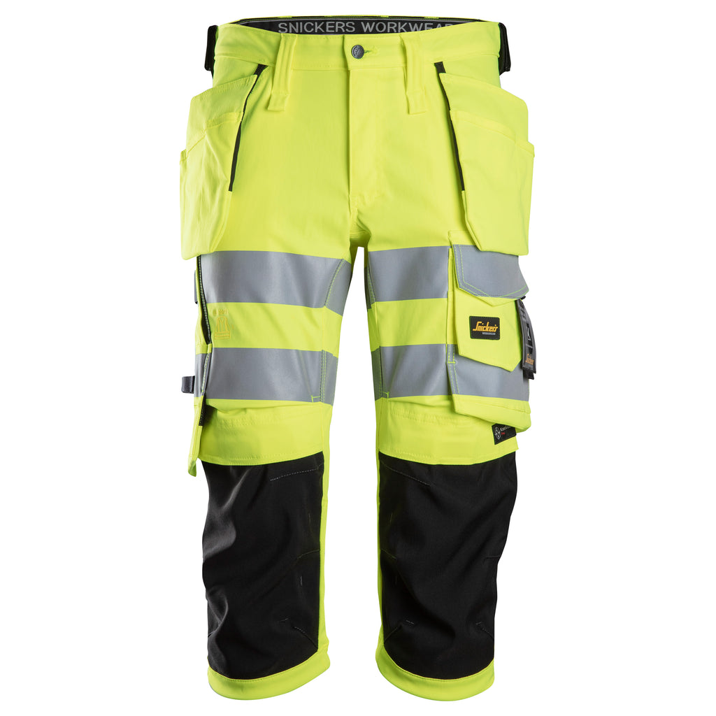 Snickers 6138 Highvis Class 12 Stretch Pirates Holster Pockets Hi Vis Yellow Black Main