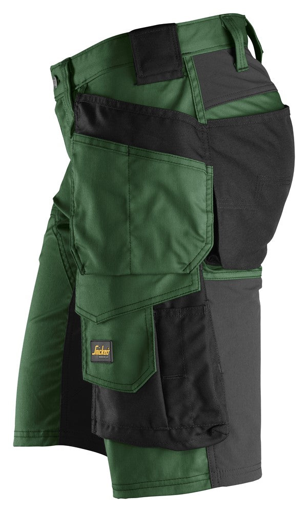 Snickers Allroundwork 6141 Stretch Slim Fit Shorts With Holster Pockets Forest Green / Black