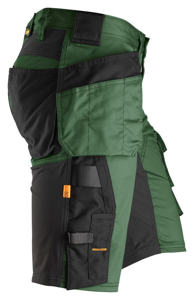 Snickers Allroundwork 6141 Stretch Slim Fit Shorts With Holster Pockets Forest Green / Black