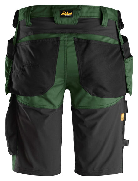 Snickers Allroundwork 6141 Stretch Slim Fit Shorts With Holster Pockets Forest Green / Black