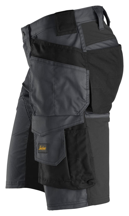 Snickers Allroundwork 6141 Stretch Slim Fit Shorts With Holster Pockets Steel Grey / Black