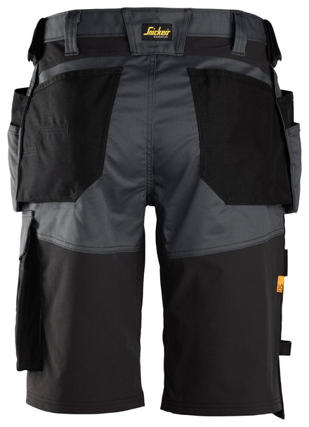 Snickers Allroundwork 6151 Stretch Loose Fit Work Shorts With Holster Pockets Steel Grey / Black