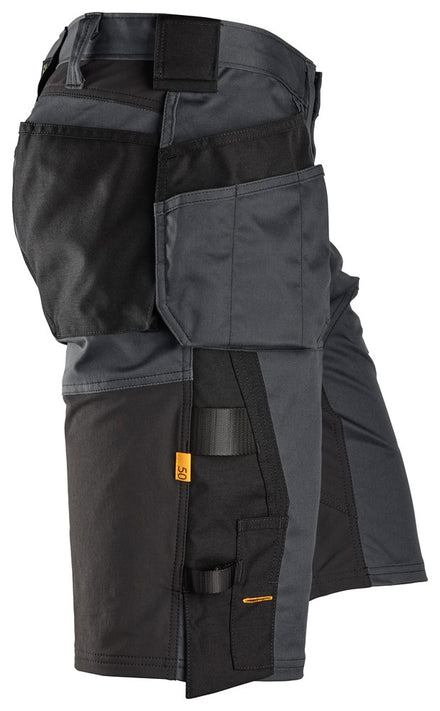 Snickers Allroundwork 6151 Stretch Loose Fit Work Shorts With Holster Pockets Steel Grey / Black