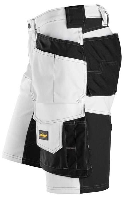 Snickers Allroundwork 6151 Stretch Loose Fit Work Shorts With Holster Pockets White / Black