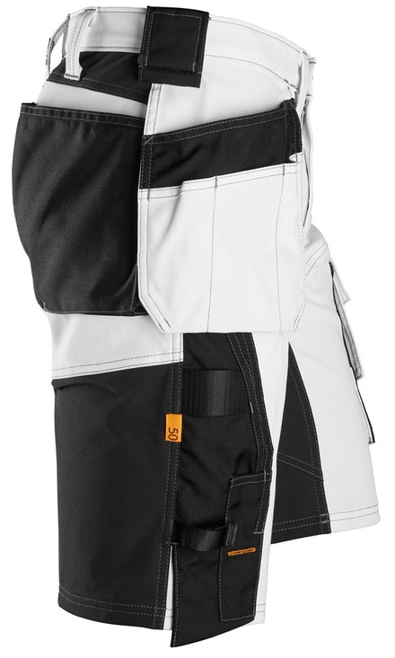 Snickers Allroundwork 6151 Stretch Loose Fit Work Shorts With Holster Pockets White / Black