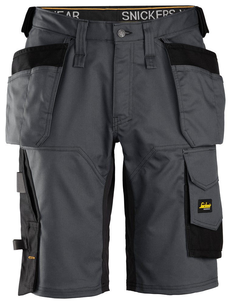 Snickers Allroundwork 6151 Stretch Loose Fit Work Shorts With Holster Pockets Steel Grey / Black