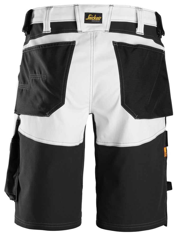 Snickers Allroundwork 6153 Stretch Loose Fit Work Shorts White / Black