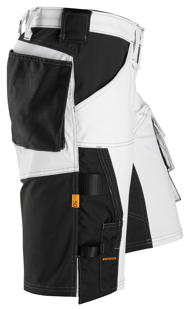 Snickers Allroundwork 6153 Stretch Loose Fit Work Shorts White / Black