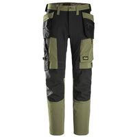 Snickers Workwear 6218 AllroundWork Stretch Trousers Holster Pockets | Khaki Green/Black