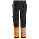 Snickers 6231 Highvis Class 1 4Way Stretch Trousers Holster Pockets Black Hi Vis Orange Main